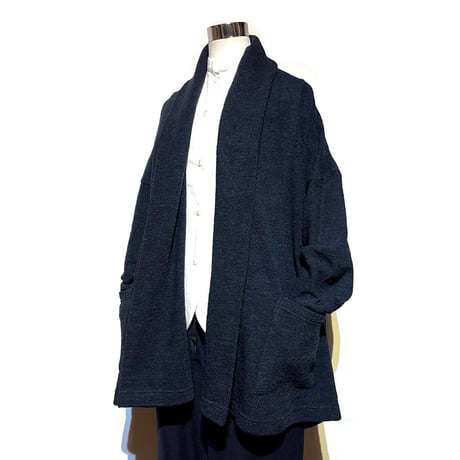 Linen ya"wool linen sawl cardigan"(navy)women's
