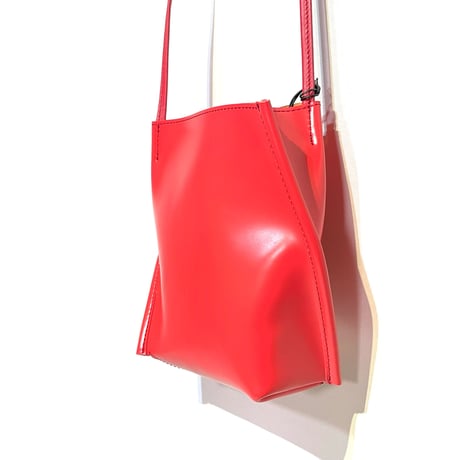 Courtney orla "slope tote mini" PVC×LEATHER (red×camel)