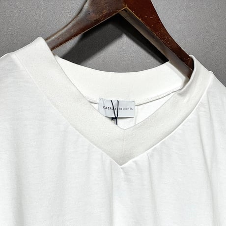 CAERULA PER LIGHTS"30/Jersey V neck wide T"(white)unisex
