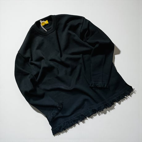 eyya"organic cotton fringe crew neck"(black)unisex
