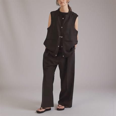 amne "GABARDINE whale's slacks" (black) unisex