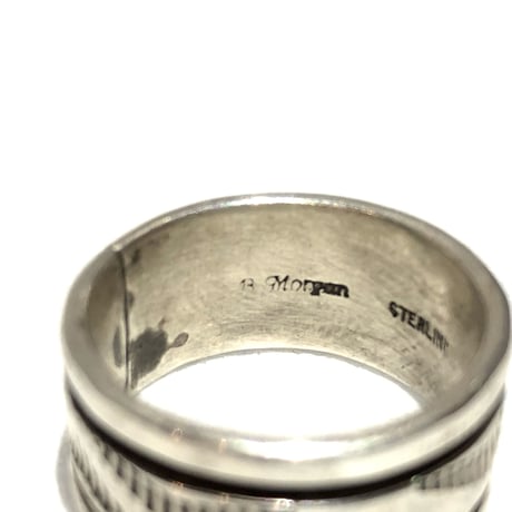 indian jewelry "Bruce Morgan(navajo)" stampwork band ring  wide