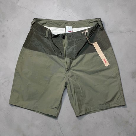 dip ltd "60/40 cloth switching short pants" (olive×dk olive)unisex
