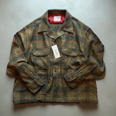 H.UNIT"Ombre check open collar long sleeves shirt"(green) unisex