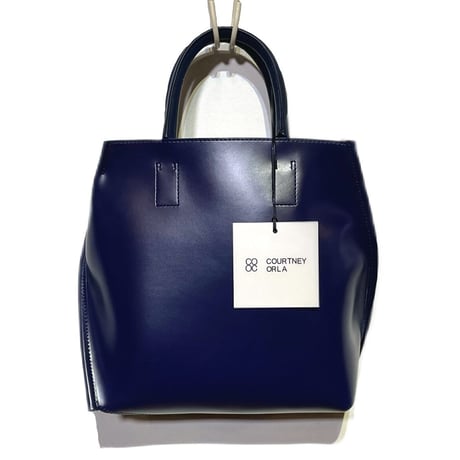 Courtney orla "slope tote S" PVC×LEATHER (navy×ivory)