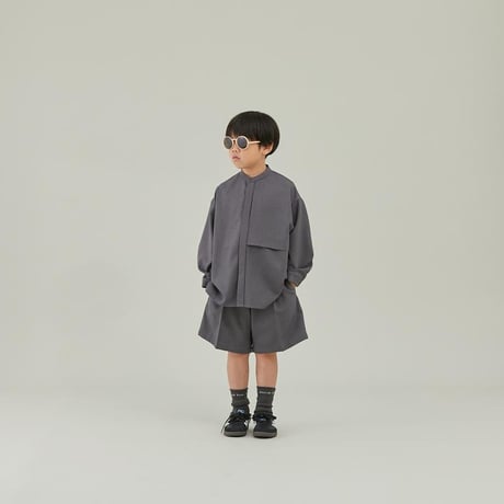 MOUN TEN. /polyester canapa pocket shirt  MS26-1106  charcoal  110.125.140.0(155).1(adult)