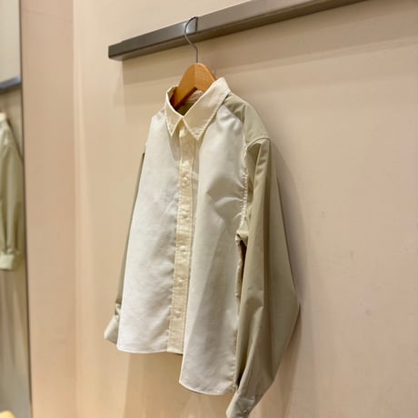 nunuforme /Exclusive Item  スナップシャツ 24MB021  Ivory×Beige  115.125.135.145.1(155).2(163).M