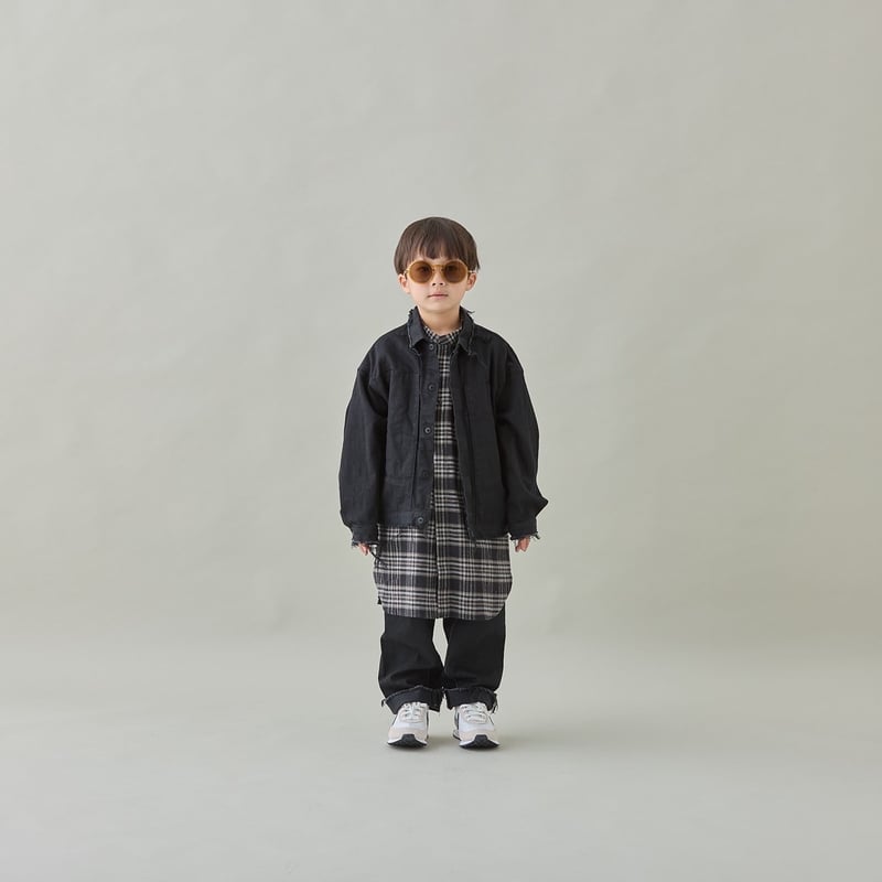 mikan　moun ten.ジャケット＆ハーフパンツ＆シャツ 125 MOUN TEN. / denim work blouson(organic cotton)