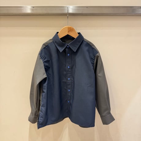 nunuforme /Exclusive Item  スナップシャツ 24MB021 Navy×Charcoal 115.125.135.145.1(155).2(163).M