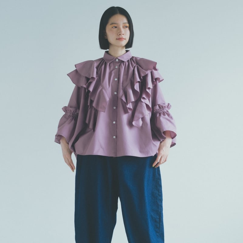 nunuforme / フリルスリーブブラウス 27-nf21-521-031 Purple  