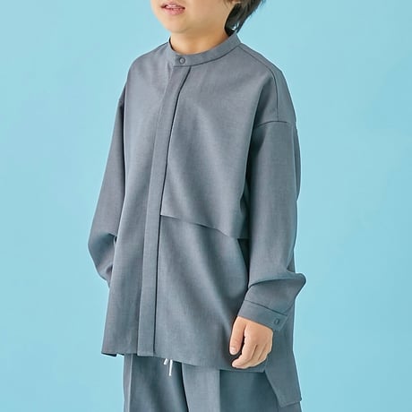 MOUN TEN. /polyester canapa pocket shirt  MS26-1106g  charcoal  125.140.0(155).1(adult)