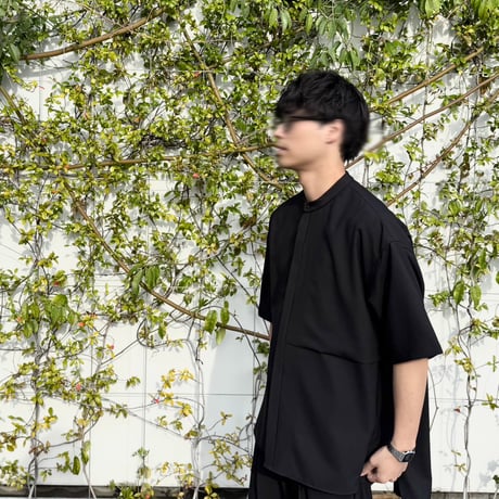 【別注】MOUN TEN. /polyester canapa pocket  s/s shirt  MS19-1444  black  110.125.140.0.1
