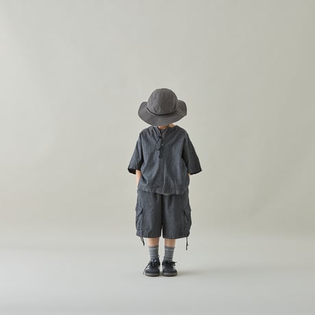 MOUN TEN. / herringbone denim half zip shirt  MS43-1917  slategray  125.140.0(155).1(adult).2(adult)