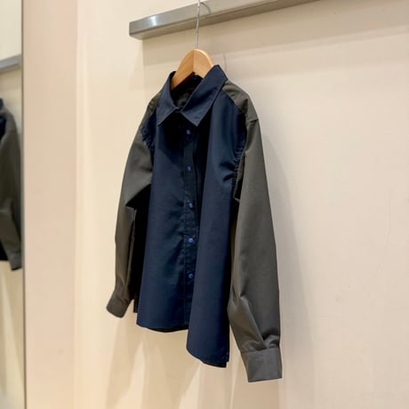 nunuforme /Exclusive Item  スナップシャツ 24MB021 Navy×Charcoal 115.125.135.145.1(155).2(163).M
