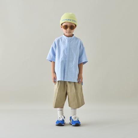 MOUN TEN. / oxford bandcollar s/s shirt   MS41-1939  saxe   110.125.140.0(155).1(adult).2(adult)