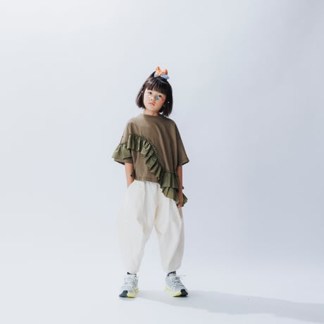 nunuforme / 新型ラウンドフリルT  22-nf25-830-500  Khaki  L(120-130) .XL(135-145).1(155).2(163)