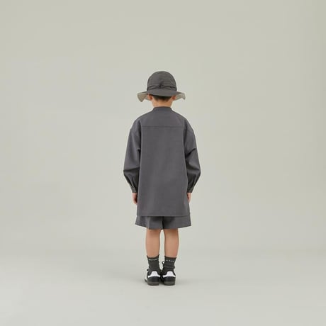 MOUN TEN. /polyester canapa pocket shirt  MS26-1106  charcoal  110.125.140.0(155).1(adult)
