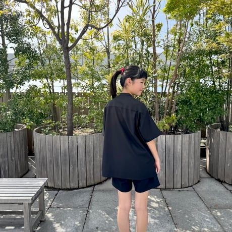 【別注】MOUN TEN. /polyester canapa pocket  s/s shirt  MS19-1444  black  110.125.140.0.1