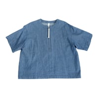 MOUN TEN. / herringbone denim half zip shirt  MS43-1917   vintage blue   125.140.0(155).1(adult)