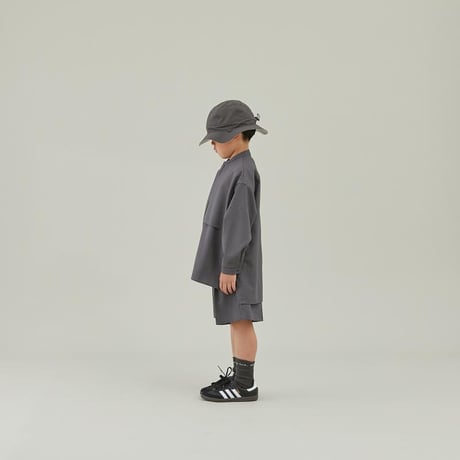 MOUN TEN. /polyester canapa pocket shirt  MS26-1106  charcoal  110.125.140.0(155).1(adult)