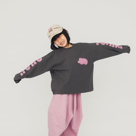 nunuforme / nunuforme袖プリントT　nt24-007-04   Charcoal   115.125.135.145.1(155).2(163)