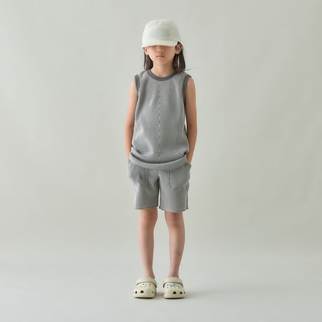 MOUN TEN. / bicolor waffle shorts  MP74-1946  gray x charcoal  110.125.140.0(155)