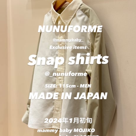 nunuforme /Exclusive Item  スナップシャツ 24MB021  Ivory×Beige  115.125.135.145.1(155).2(163).M