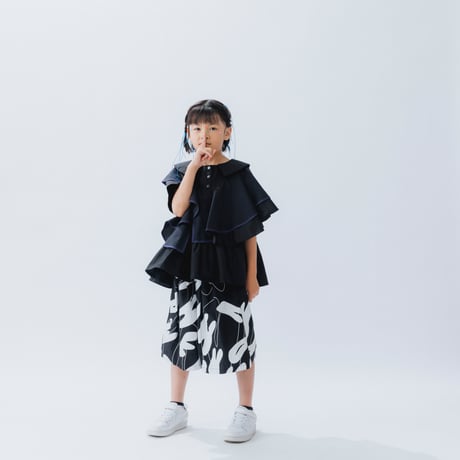 nunuforme /  ダブルフリルブラウス　 24-nf25-582-031    Black  S.M .L .XL.1(155).2(163)