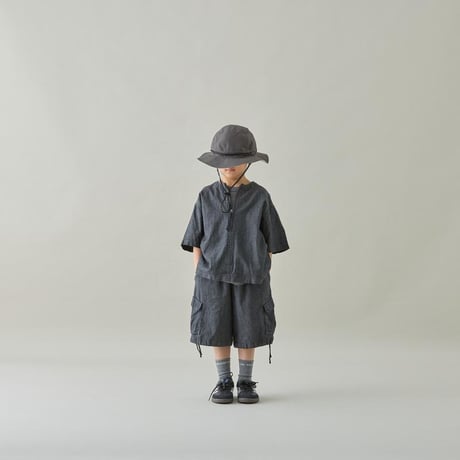 MOUN TEN. / herringbone denim half zip shirt  MS43-1917  slategray  125.140.0(155).1(adult).2(adult)