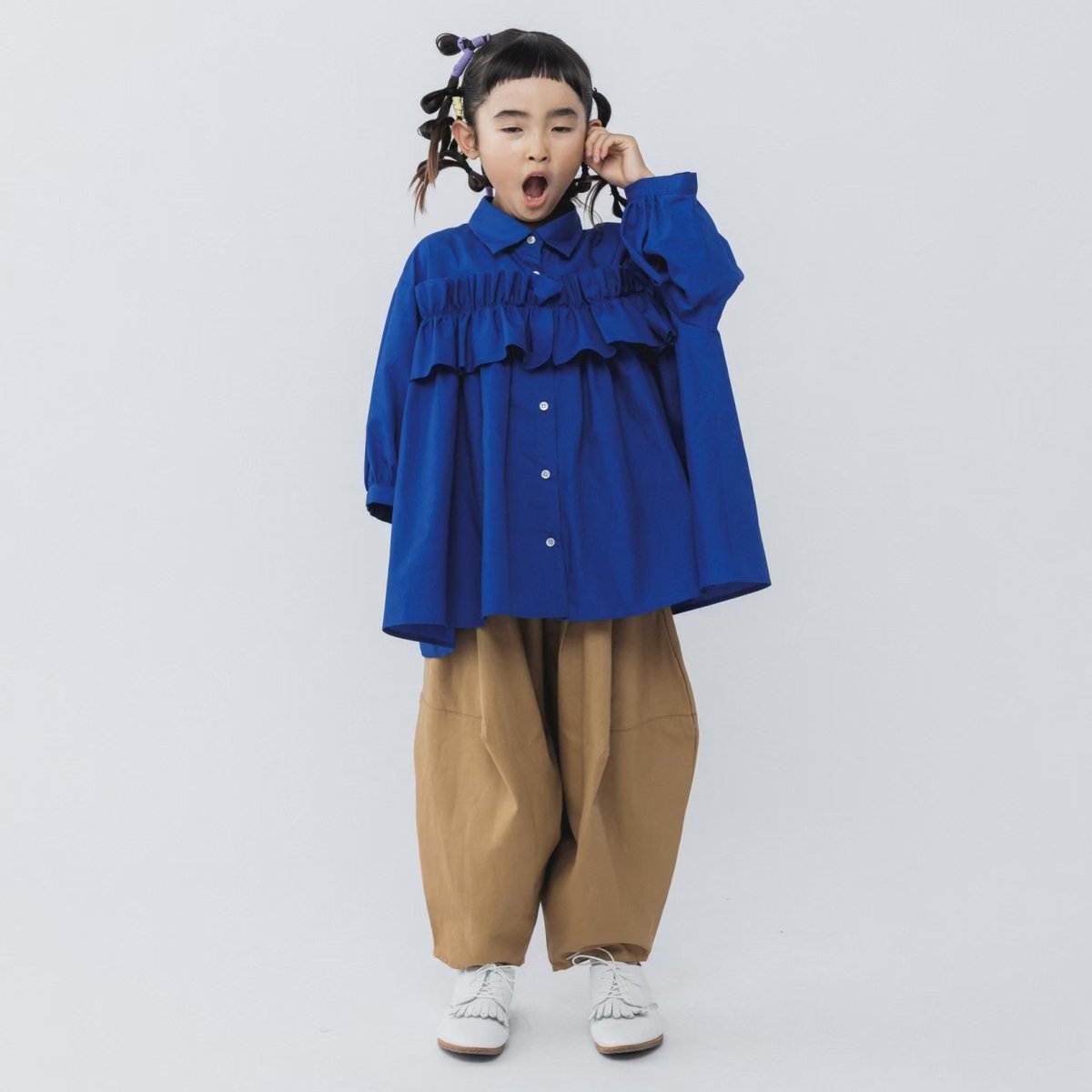 nunuforme / フロントフリルブラウス 37-nf23-525-031 Blue S