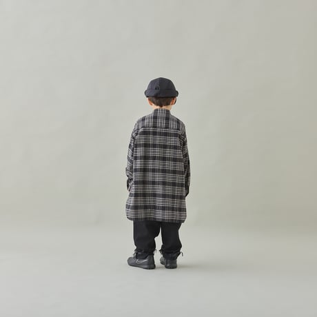MOUN TEN. /check flannel long shirt(organic cotton)  MS38-1822  black x sand  140.0(155).1(adult)