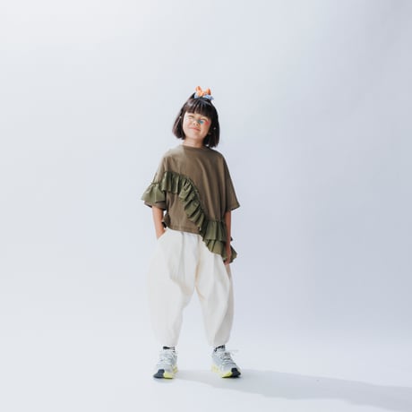 nunuforme / 新型ラウンドフリルT  22-nf25-830-500  Khaki  L(120-130) .XL(135-145).1(155).2(163)