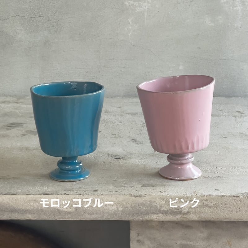 ゴブレット（モロッコブルー・ピンク）【teto ceramics/石井啓一