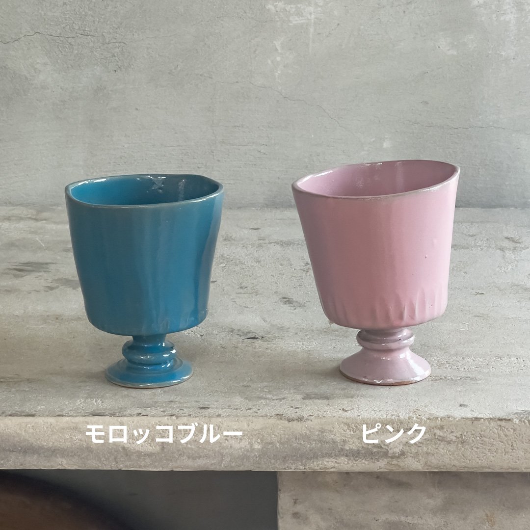 ゴブレット（モロッコブルー・ピンク）【teto ceramics/石井啓一