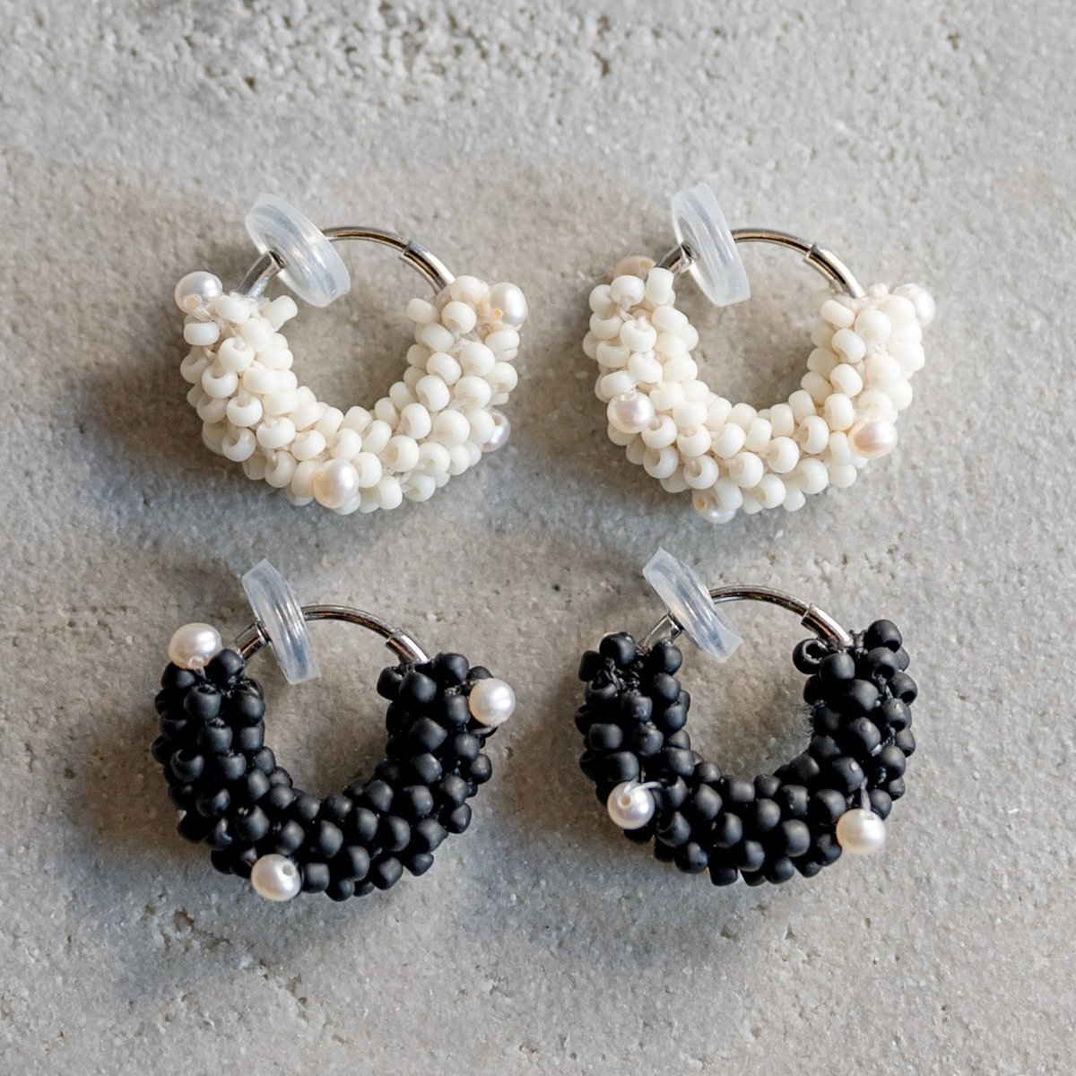 フープビーズイヤリング（小）【ai】※一点もの | ドライフラワーと