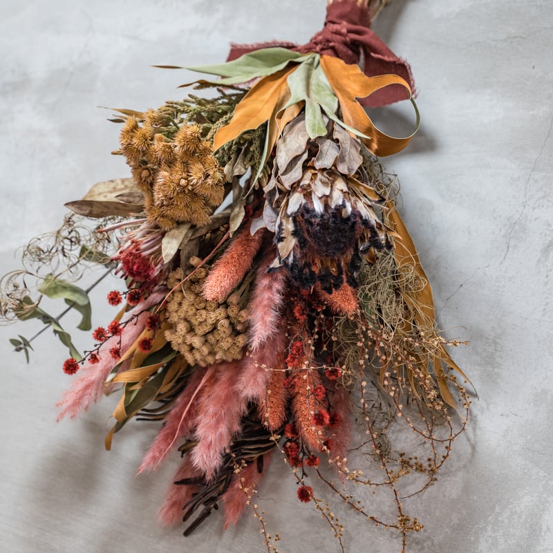 数量限定！】暖色系プロテアのドライフラワースワッグ | ドライ