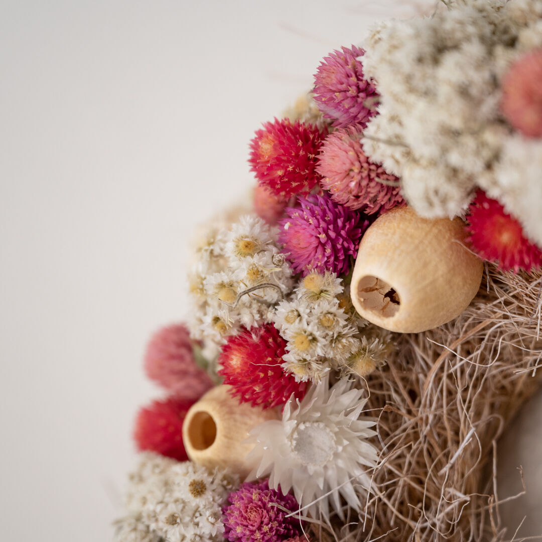 受注制作　千日紅と木ノ実の鳥の巣リース 受注制作 千日紅と木ノ実の鳥の巣リース