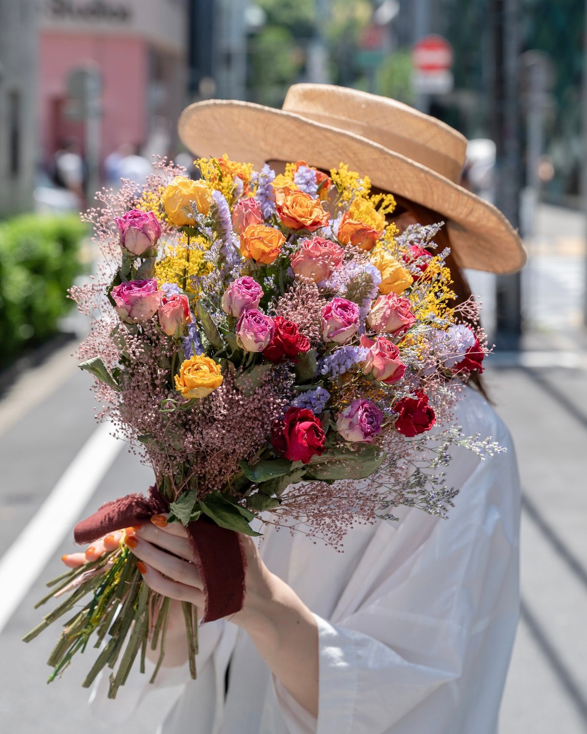 プロポーズにおすすめ🌹カラフルバラいっぱいのドライフラワー花束