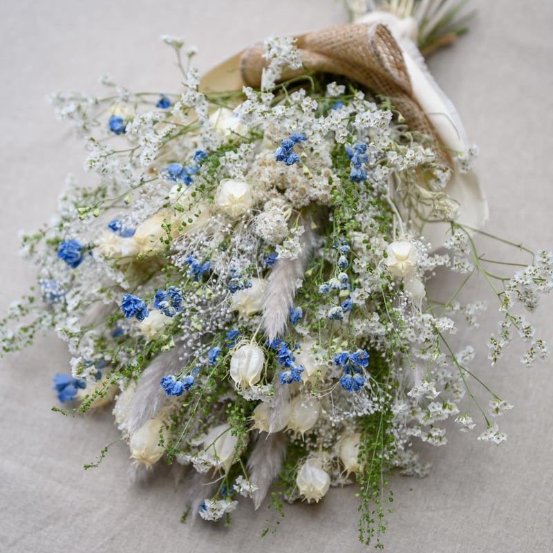 ドライフラワー ブルー系 寒色系 ふわふわ フラワーアレンジメント ドライフラワー ブルー系 寒色系 ふわふわ フラワーアレンジメント