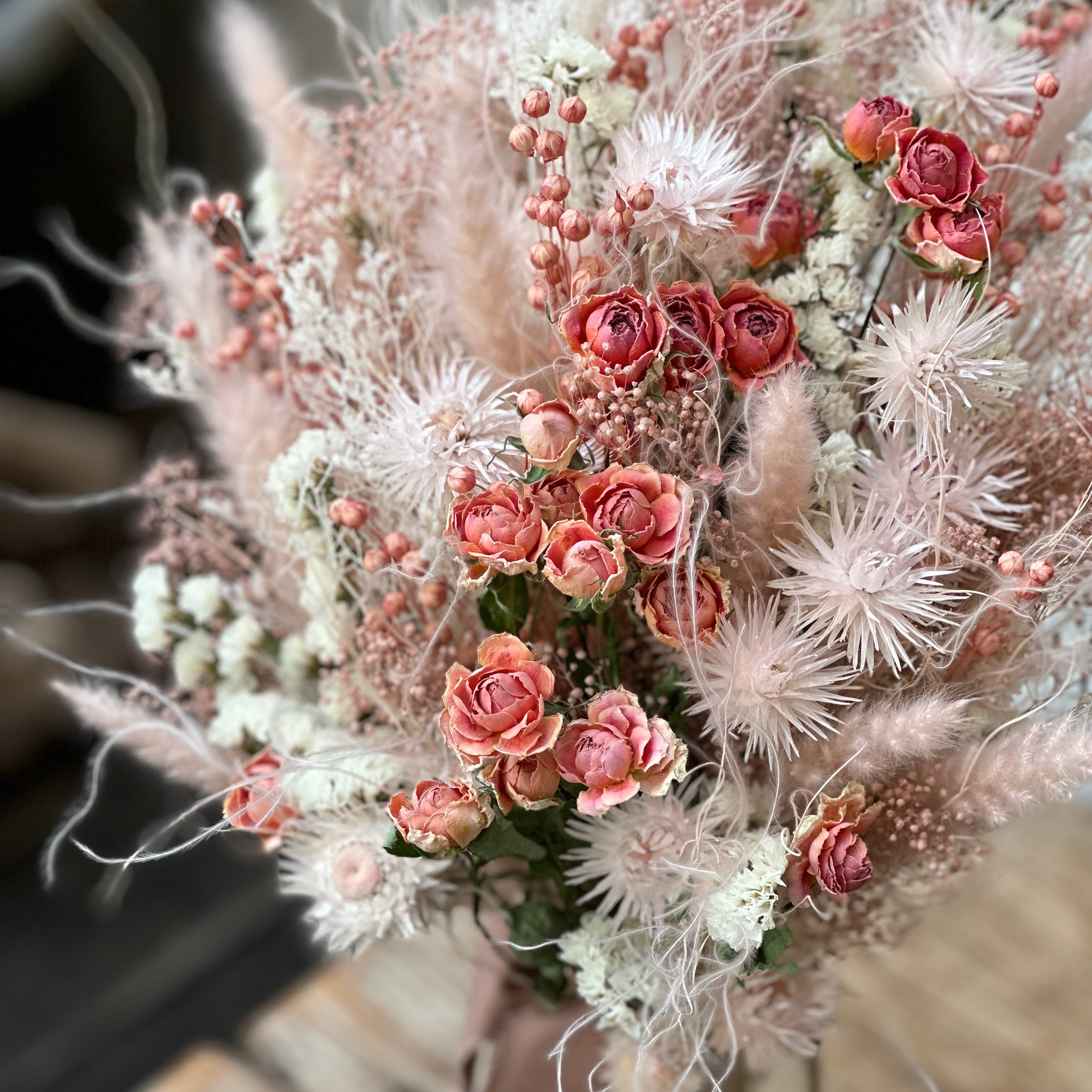 スプレーバラのピンク系 花瓶花束 | ドライフラワーと、うつわと暮らし