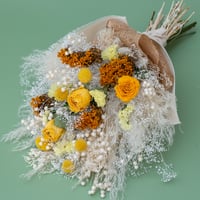 イエローバラ入りドライフラワー花瓶花束 