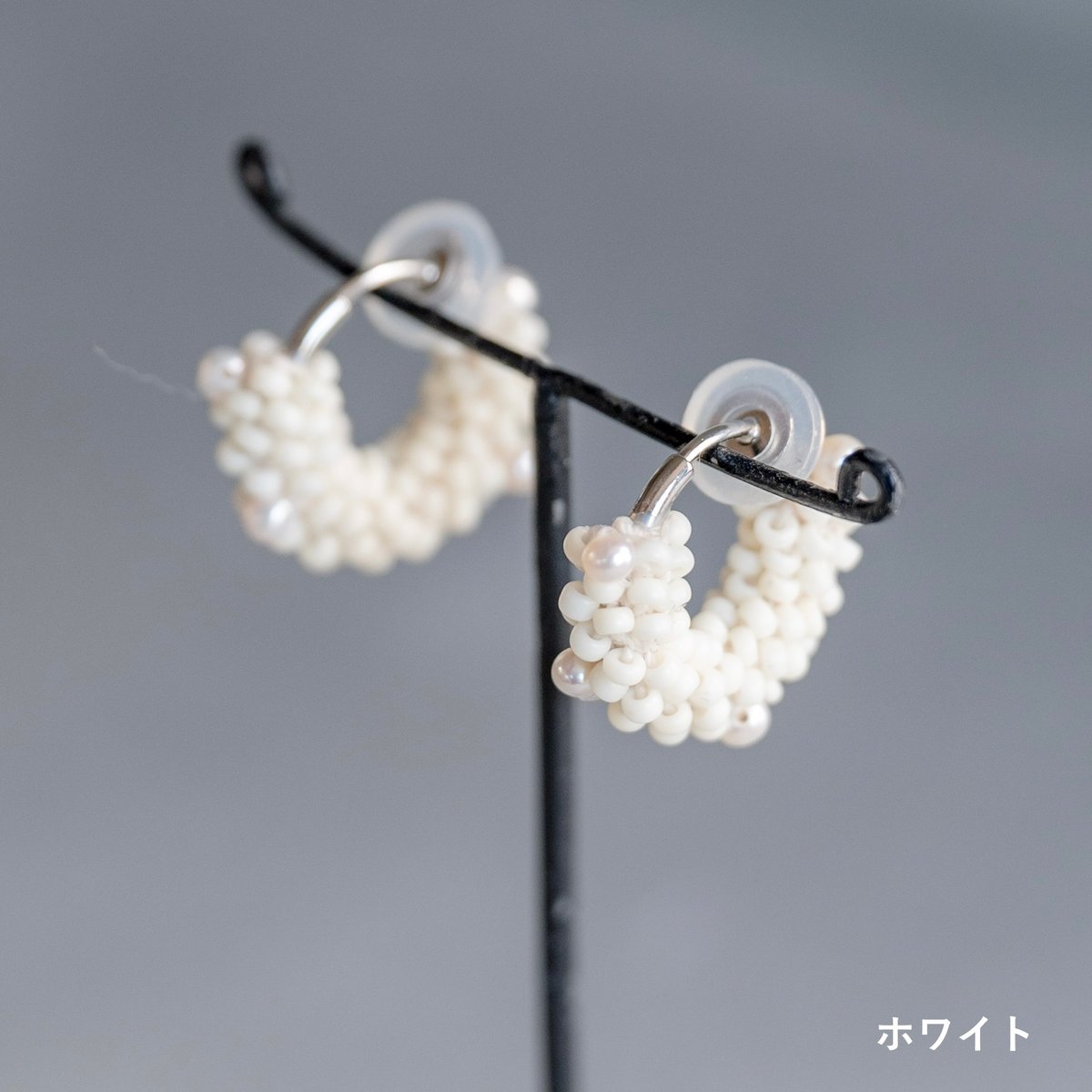 フープビーズイヤリング（小）【ai】※一点もの | ドライフラワーと