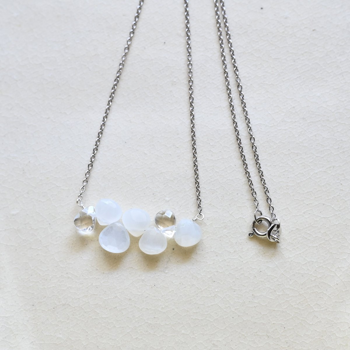 月光と氷のかけら✴︎ムーンストーン風ネックレス ムーンストーン 2.4ct ダイヤモンド プラチナ ネックレス【品質保証書