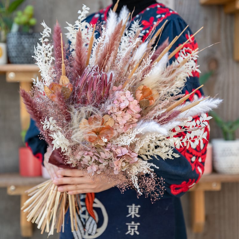 ウェディングブーケ ドライフラワーブーケ 前撮り くすみピンク 【公式
