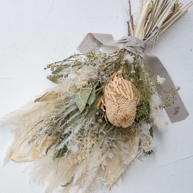 ドライフラワー 大きめのホワイトスワッグ