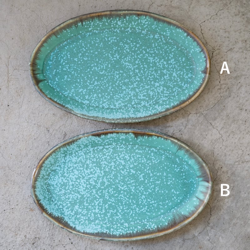 トルコ釉オーバル皿【宮本めぐみ】※一点もの | ドライフラワーと