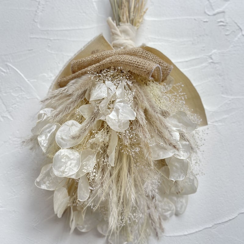 ルナリアのホワイトベージュなドライフラワースワッグ | ドライ