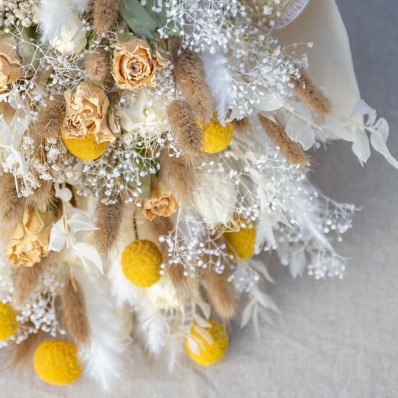 ＊Natural＊秋から冬のイエロースワッグ☆ドライフラワースワッグ ドライフラワースワッグ❁⃘*yellow×White❁⃘ナチュラルスワッグ【34