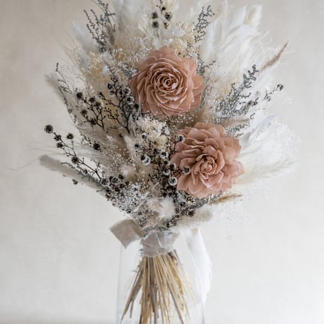 パンパスグラス ドライフラワー ドライフラワーブーケとフラワーベースセット /パンパスグラス