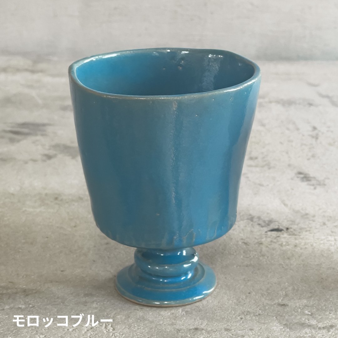 石木文さん　ゴブレット ゴブレット（モロッコブルー・ピンク）【teto ceramics/石井啓一